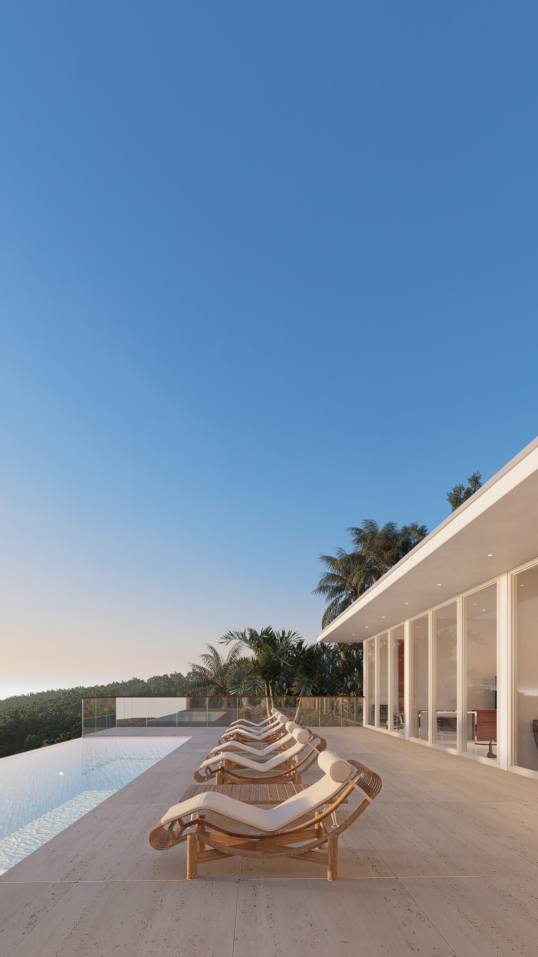 Contemporary tropical villa exterior — architectural 3D visualization by Noor Haus Design